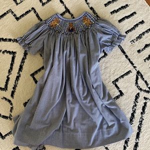 Navy gingham smocked dress